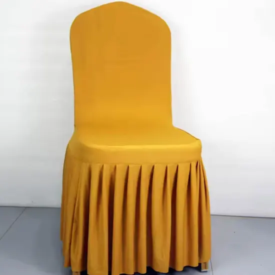 Spandex Banquet Skirt Chair Cover Gold Stretch Elegant Wedding Event Decor {3}