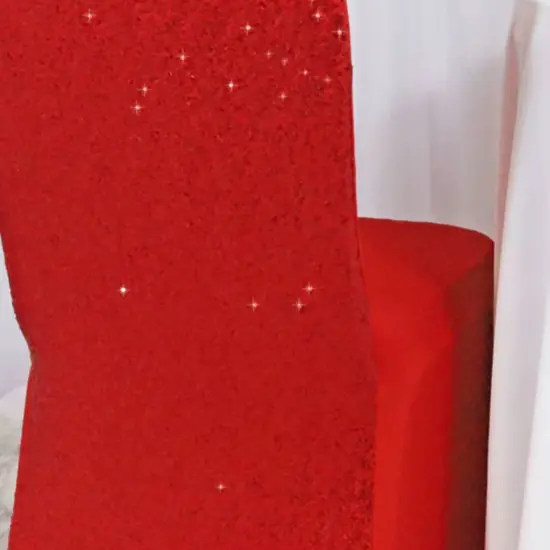 1 Piece Sequin Spandex Banquet Chair Cover Red Stretch Sparkle Elegant Event Decor {4}