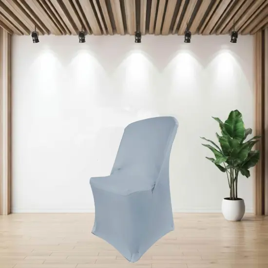 1 Piece Dusty Blue Spandex Slipcover for Lifetime Folding Chair Stretch Fit {3}