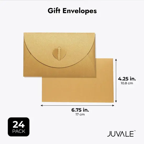 24 Pack Golden Craft Photo Gift Envelopes with Heart Clasps, with White Paper Postcard Inside, 6.8 x 4.3 Inches {3}