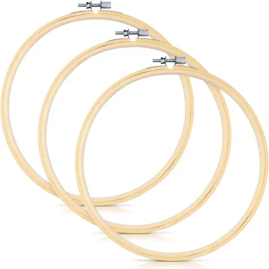 3 Pieces Embroidery Hoops, 8 inch Bamboo Frame Circle Cross Stitch Hoop Ring Embroidery Hoops Set for Embroidery and Cross Stitch {1}