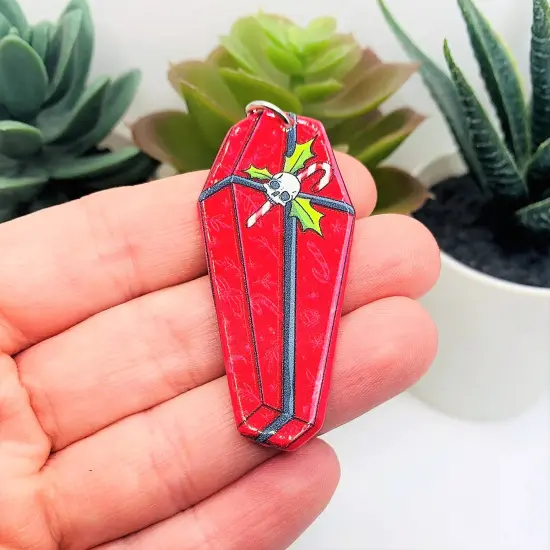 Red Creepy Christmas Coffin Charms, 52x25mm {2}