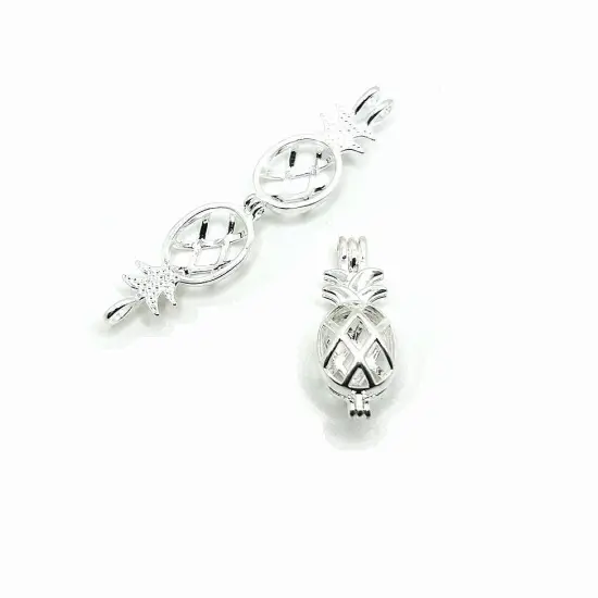 Silver Plated Pineapple Bead Diffuser Lockets, 9x25mm {1}