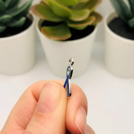 Blue Awareness Ribbon Charms, 20x9mm {4}