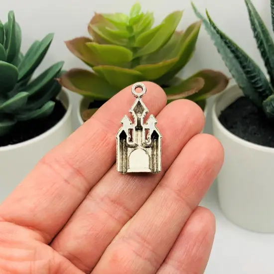 Silver Medieval Castle Charms, 28x14mm {3}