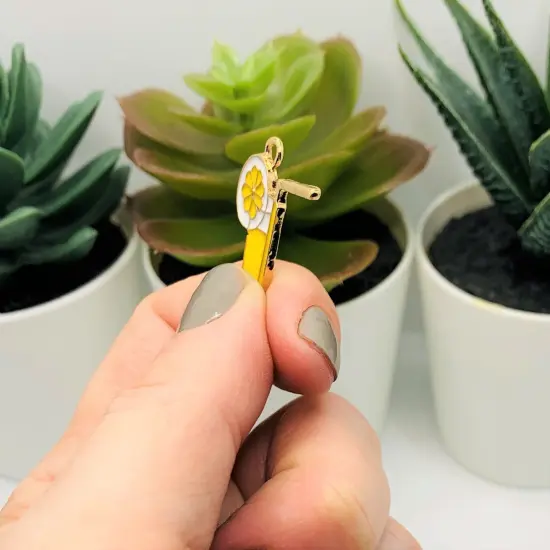 Yellow Enamel Lemonade Charms, 23x20mm {4}