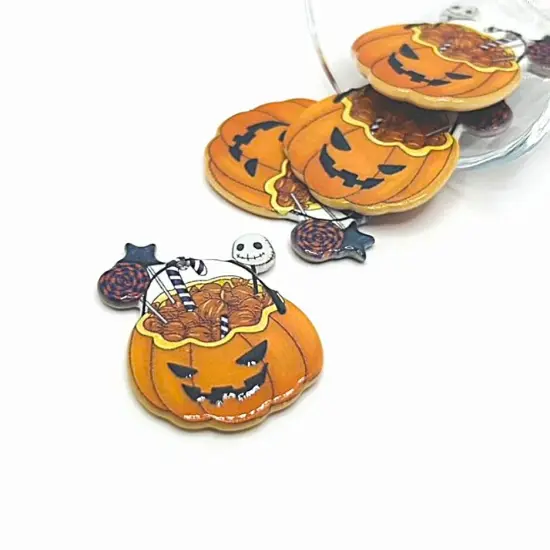 Halloween Pumpkin Candy Bowl Pendant, 28x36mm {1}