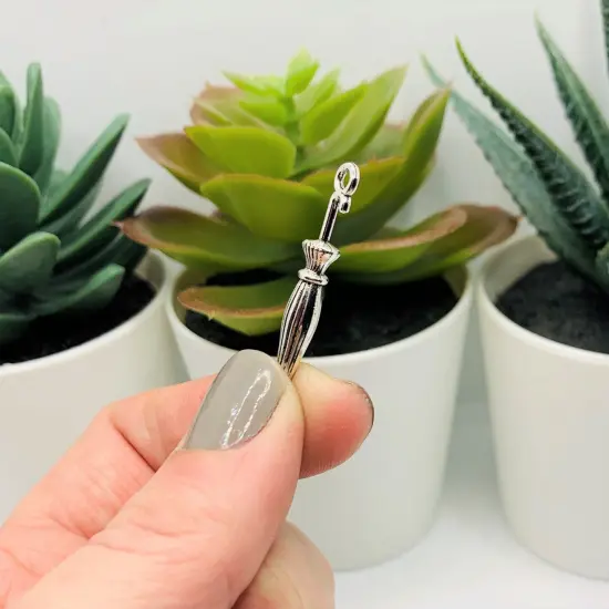 Antiqued Silver Closed Umbrella 3D Charms, 35x6mm {3}