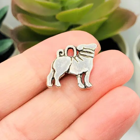 Silver Pug Dog Charms, 16x15mm {3}
