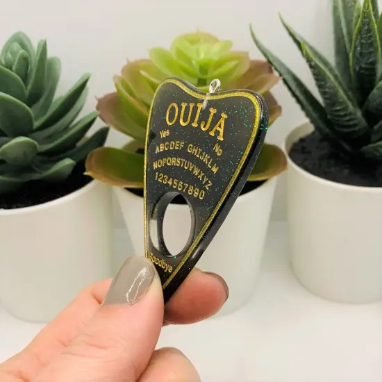 Black Ouija Planchette Pendant Charms, 42x60mm {4}