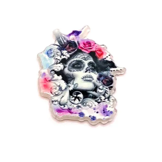 Dia De Los Muertos Sugar Skull Pendant, 36x28mm {1}