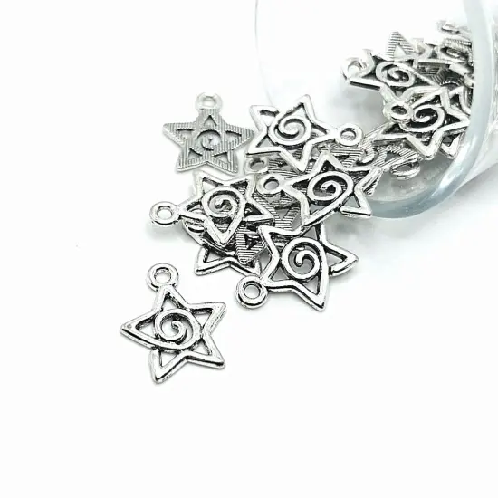 Silver Star Celestial Charms, 20x17mm {1}