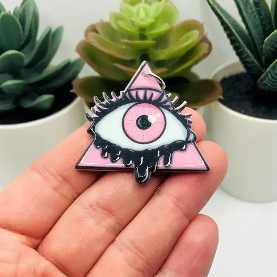 Pink Goth Evil Eye Halloween Charms, 40x41mm {3}