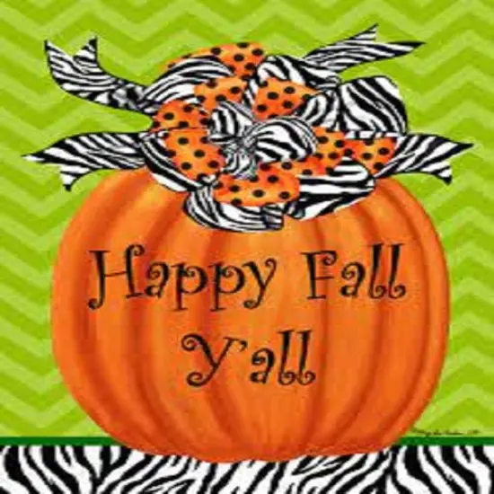 Zebra Pumpkins Flag 2 Sided Happy Fall Y'All Banner {1}