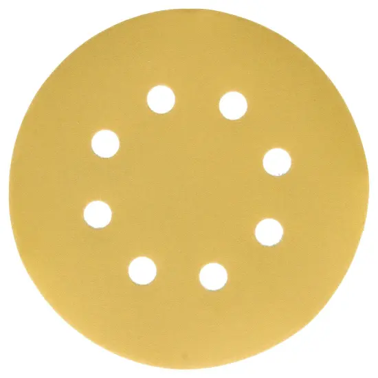 400 Grit - 5" Gold DA Sanding Discs - 8-Hole Pattern Hook and Loop - Box of 50 {2}