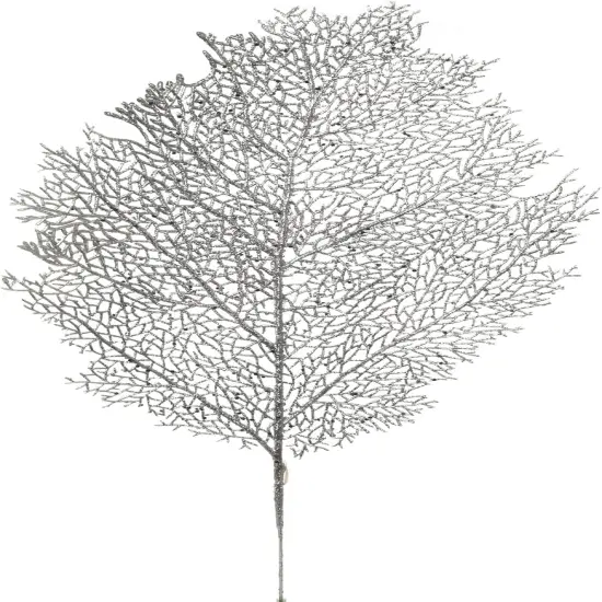 6pc 25-Inch Silver Glitter Mesh Leaf, Christmas Accent, Perfect for Trees, Wreaths, Garland Displays {1}