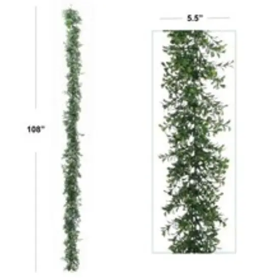 Box of 4: 9FT Boxwood Garland with 760 Realistic Tips, Indoor/Outdoor Use, UV Resistant, Greenery Accents, Parties & Events, Home & Office Decor, Floral Home by Artificial Flowers {2}