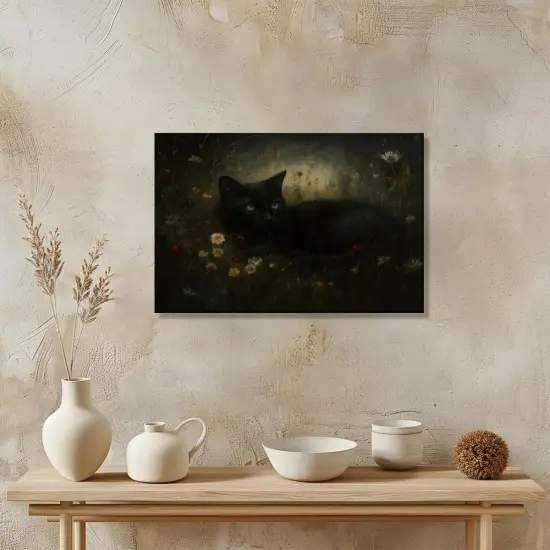 Halloween Black Cat Wall Art Decor - 12x18 Inch (Unframed) {4}