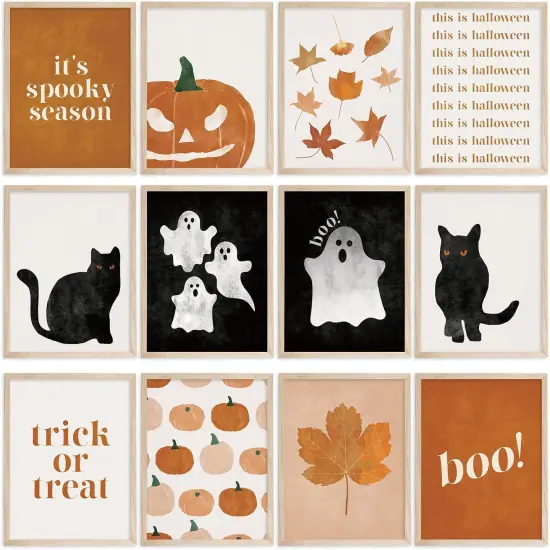12Pcs Halloween Wall Art Prints - 11 x 14 Inch {1}