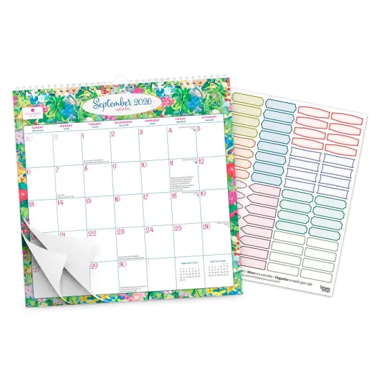 House of Turnowsky OFFICIAL | 2026 12 x 12 Inch (Hanging) Monthly Square Wire-O Calendar | Sticker Sheet | English/French Bilingual {3}