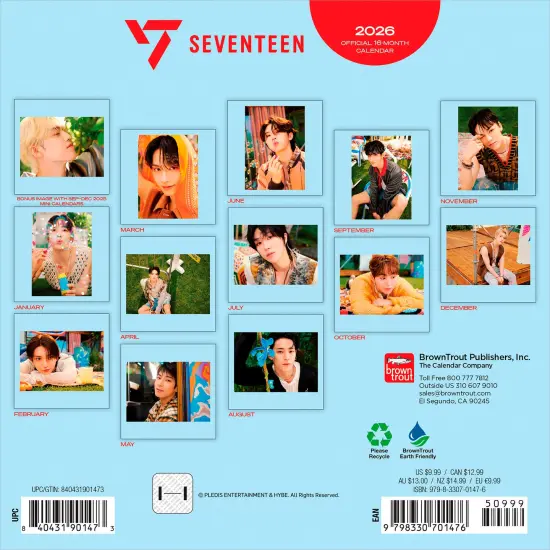 Seventeen OFFICIAL | 2026 7 x 14 Inch (Hanging) Monthly Mini Wall Calendar | {2}