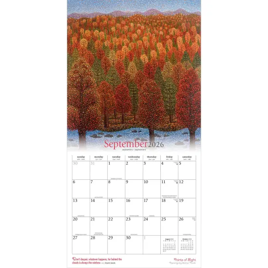 Points of Light | 2026 12 x 24 Inch (Hanging) Monthly Square Wall Calendar | Featuring the Artwork of Arthur Poulin | Plastic-Free {4}