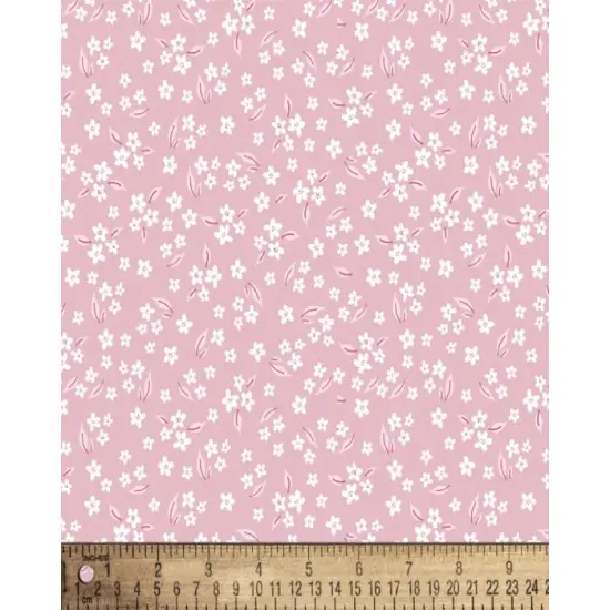 Petite Flowers Pink Floral Cotton Fabric | By the Yard | Sewing and Crafting | 44 inches wide {1}