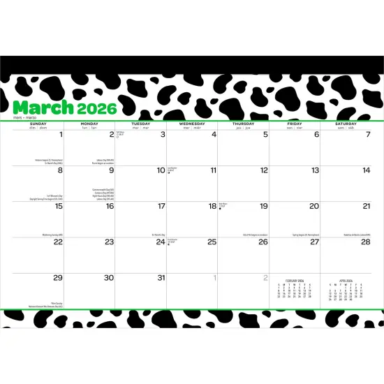Cow Prints | 2026 15.5 x 11 Inch Monthly Desk Pad Calendar {2}