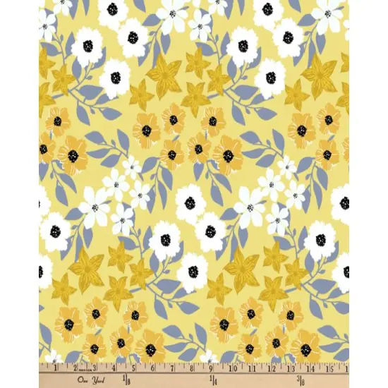 Golden Floral Cotton Fabric | By the Yard | Sewing and Crafting | 44 inches wide {2}