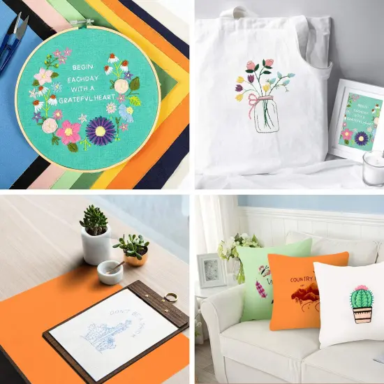 6 Pcs Linen Needlework Fabric, Square Embroidery Fabric 9 Colors Stitch Cloth for Garment Crafts and Decoration Embroidery Project {3}