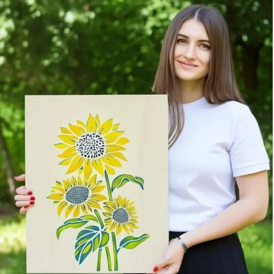 Large Sunflower Stencil for Painting (12x15 Inches {2}