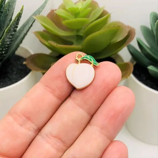 Enamel Georgia Peach Charms, 17x16.5mm {3}