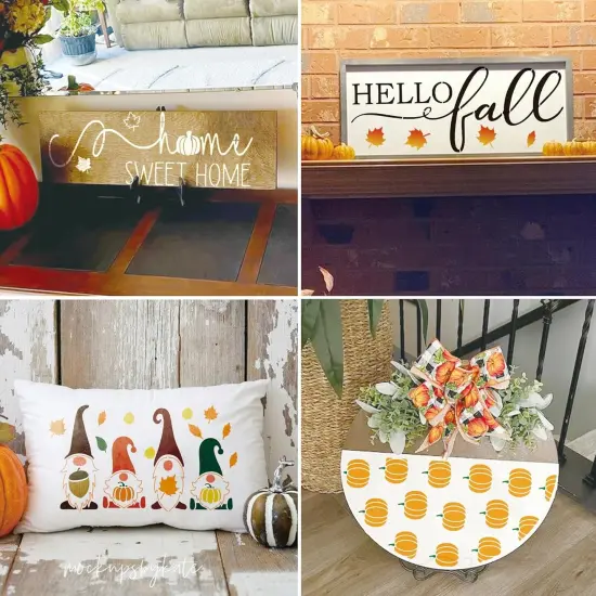 Fall Stencils for Painting on Wood Crafts Reusable (18 Half Round) {5}
