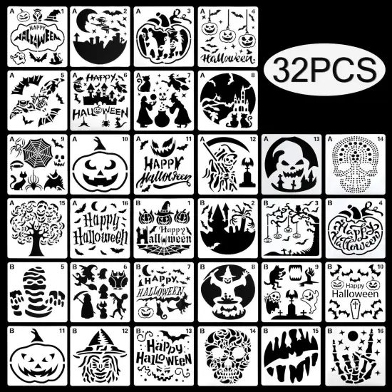 32 Pcs Halloween Painting Stencils - Reusable {2}