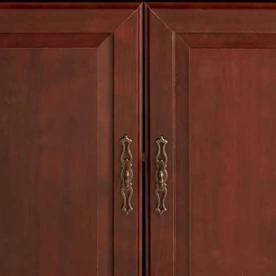 71" Cherry Brown Wooden Hidden Storage Bookcase with Doors and 3 Shelves for Home or Office {4}