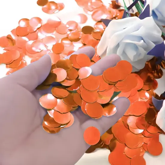 Orange Metallic Foil Confetti 8000 Pcs Shiny Round Table Confetti {3}