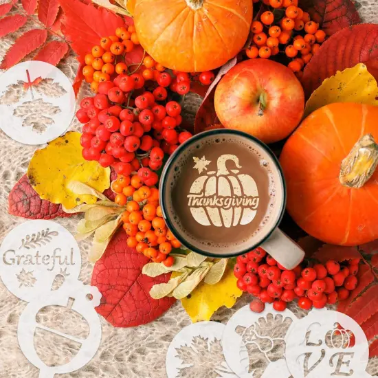 36 Pieces Thanksgiving Stencils Fall Reusable Cookie Cake Stencils {5}