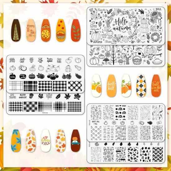 6Pcs Fall Thanksgiving Theme Nail Art Stamping Plate {3}