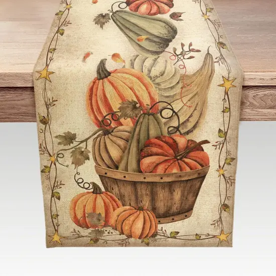 Fall Harvest Vintage Pumpkins Table Runner - Fall Pumpkin {4}