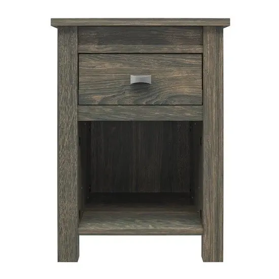 Farmhouse Bedroom Nightstand with Drawer and Open Shelf Rustic Grey {5}