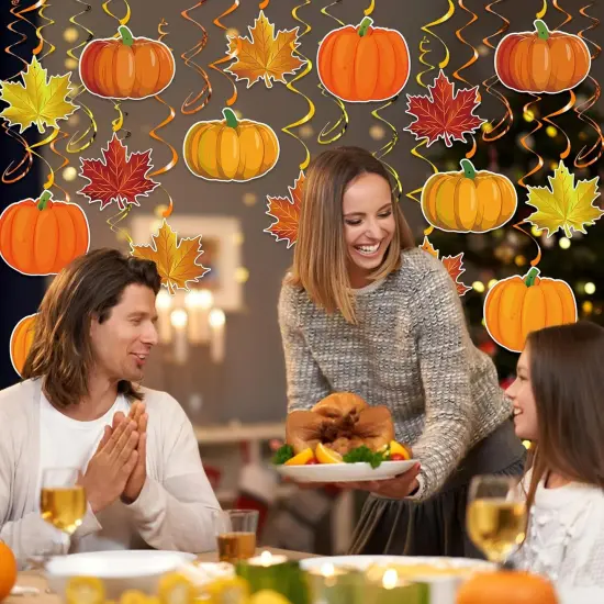 Fall Pumpkin Maple Leaf Hanging Swirl - Orange {3}