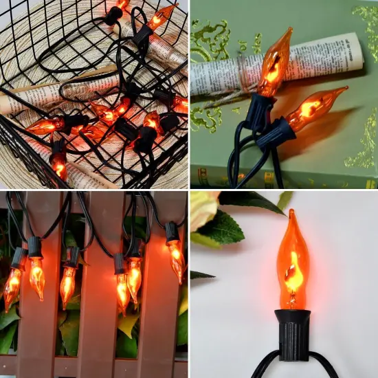 Flickering Flame String Lights Orange Halloween Lights with 10 Pack {3}