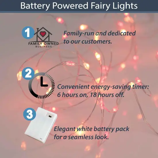 Battery Powered Fairy String Lights - Red Orange - 40 LED with Timer {2}