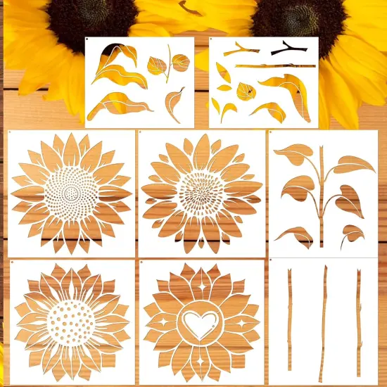 8 pcs Large Sunflower Stencils {1}