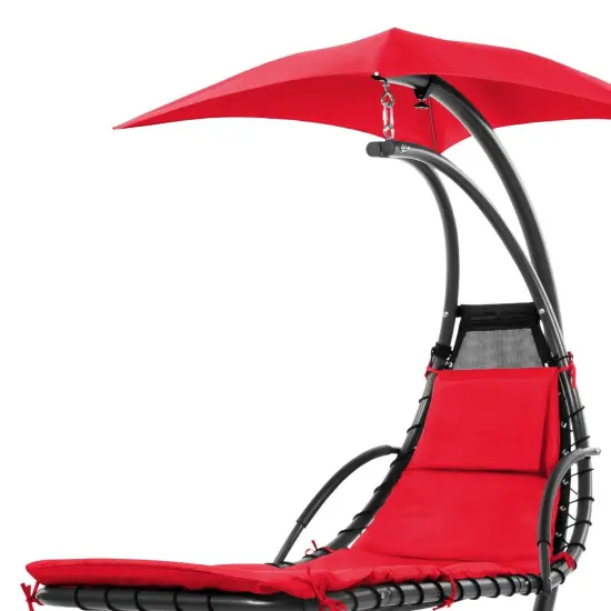 Polyester Hammock Chair Porch Swing with Canopy and Cushion Red {3}