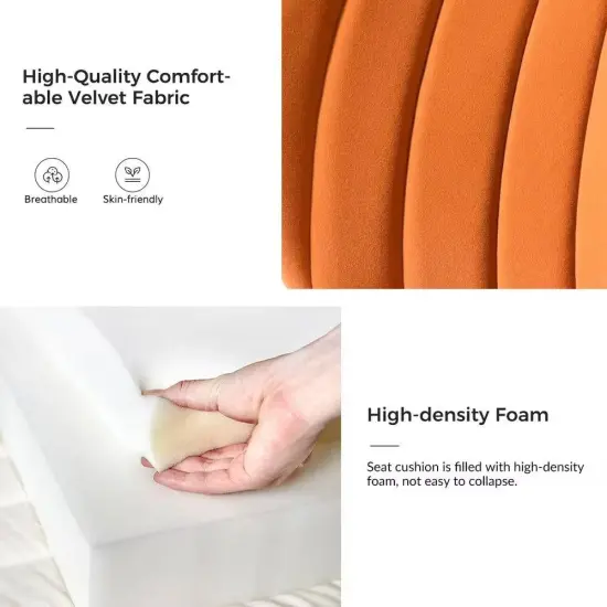 Velvet Upholstered Wingback Armless Side Chair with Gold Metal Legs for Living Room or Dining Orange {4}