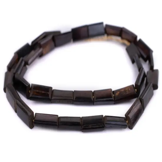 The Bead Chest Brown Batik Bone Beads (Rectangular) {3}