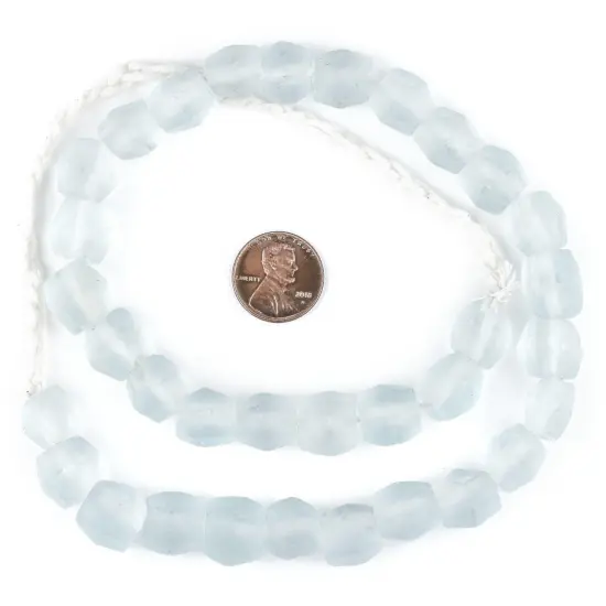 The Bead Chest Clear Aqua Faceted Bicone Java Recycled Glass Beads (12mm) - Full Strand of Faceted Bottle Glass Beads | Approximately 33 Beads {2}