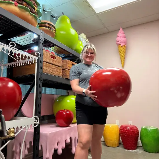 Medium Red Apple Over Sized Statue {3}