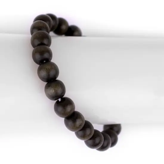 The Bead Chest Wood Stretch Bracelet, Olive Green - Stackable Beaded Jewelry, Unisex for Men & Women {3}